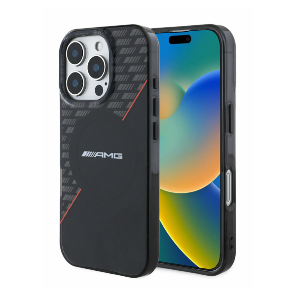 Накладка Mercedes 16 Pro Max PC/TPU Double layer Rhombs Hard Black/Red (MagSafe) 3666339332686