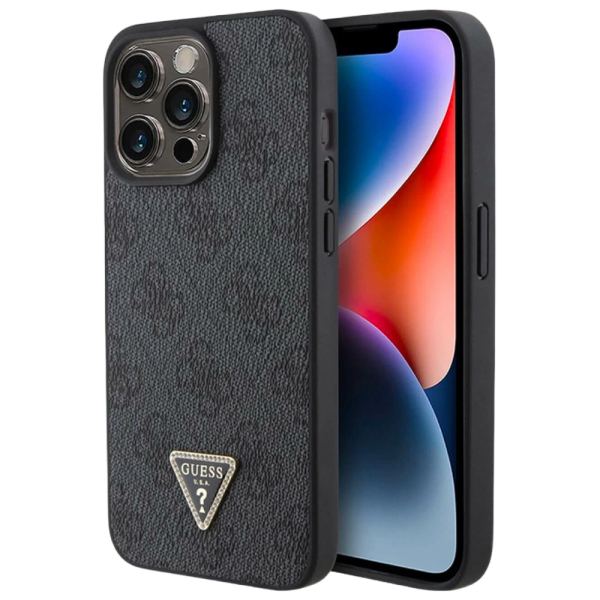 Накладка Guess 15 Pro Max PU 4G Triangle Diamond Metal logo Hard Black 3666339146276/NL