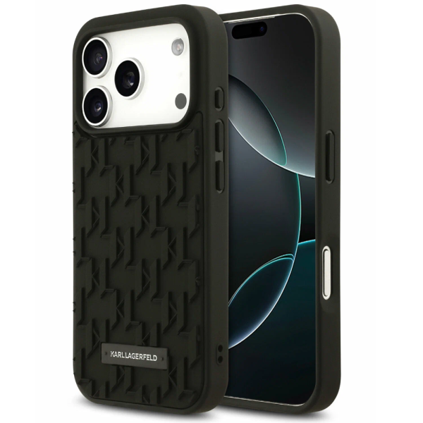 Накладка Lagerfeld 17 Pro 3D Rubber Monogram Metal logo Hard Black 3666339555801