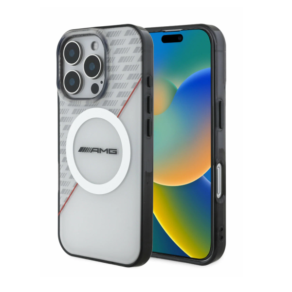 Накладка Mercedes 16 Pro PC/TRU Double layer Rhombs Hard White/Red (MagSafe) 3666339338930