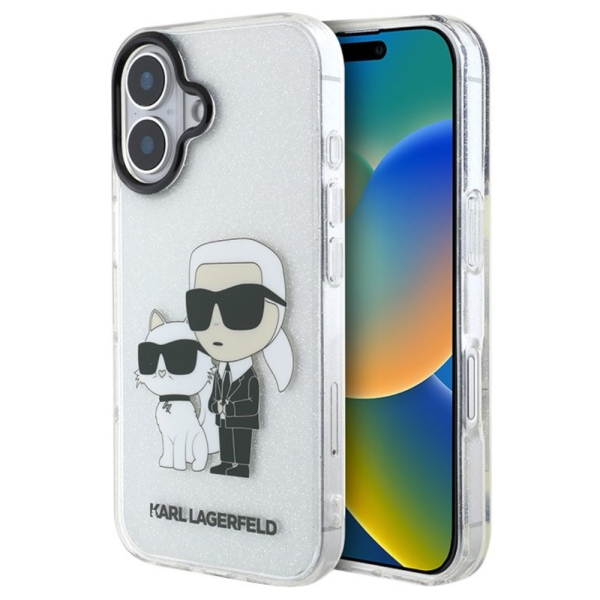 Накладка Lagerfeld 16 PC/TPU NFT Karl & Choupette Hard Glitter Transparent 3666339348748