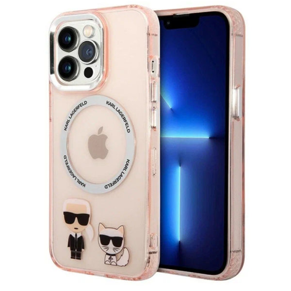 Накладка Lagerfeld 13 Pro PC/TPU Karl & Choupette Hard Pink (MagSafe) 3666339087302/NL