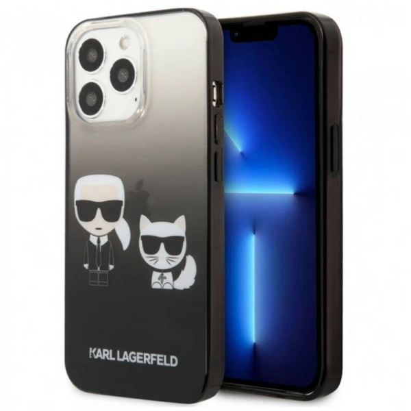 Накладка Lagerfeld 14 Pro Max PC/TPU Karl & Choupette Hard Gradient Black 3666339086435/NL