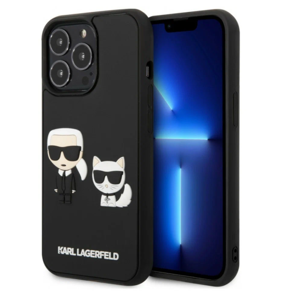 Накладка Lagerfeld 13 Pro 3D Rubber Karl and Choupette Hard Black 3666339049621/NL