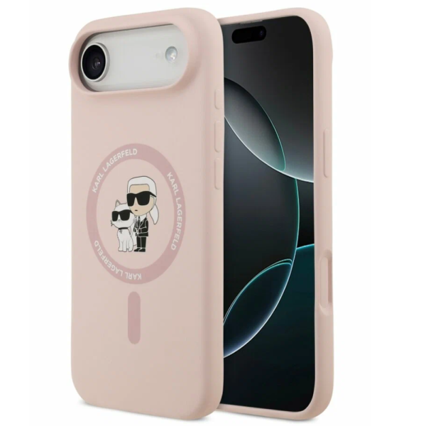 Накладка Lagerfeld 17Air Liquid Silicone NFT Karl & Choupette Hard Pink (MagSafe) 3666339549428