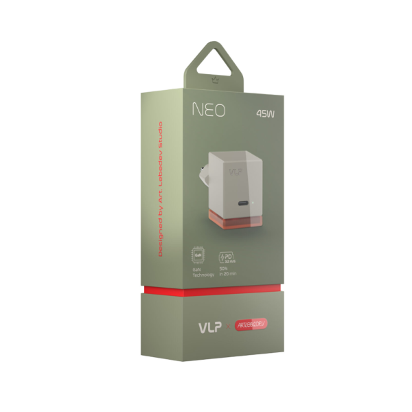 Сетевое зарядное устройство VLP NEO USB-C 45w PD 3.2 AVS QC Amber Gray 1075001