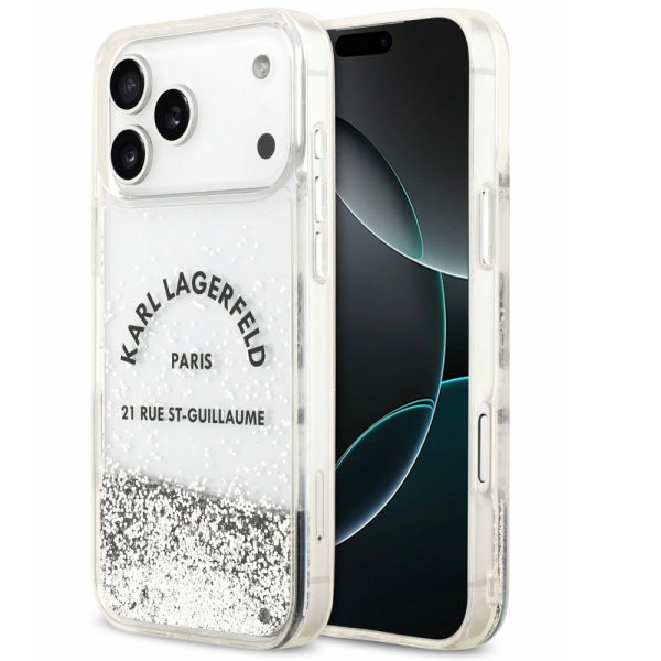 Накладка Lagerfeld 17 Pro Liquid Glitter RSG logo Hard Silver 3666339556884