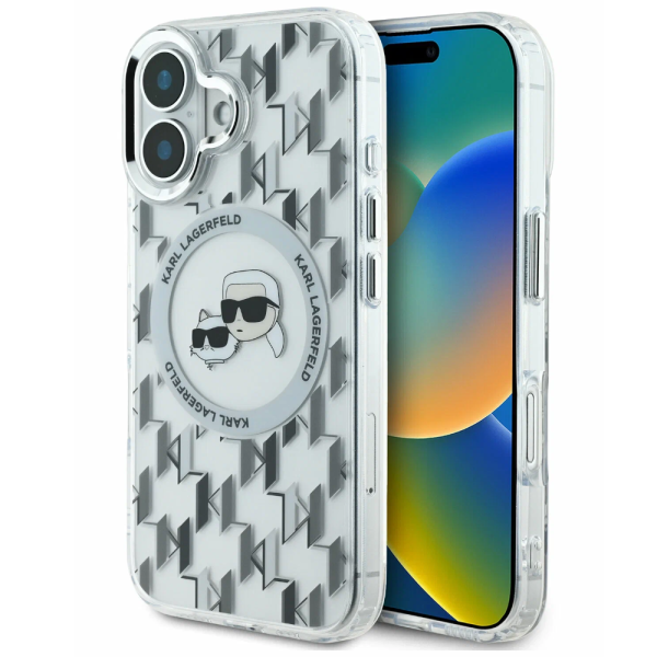 Накладка Lagerfeld 16 PC/TPU Monogram Karl&Choup Metal Cam Hard Transparent (MagSafe) 3666339318482