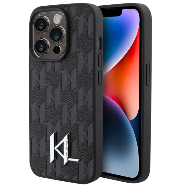 Накладка Lagerfeld 15 Pro PU Saffiano Monogram Metal logo Hard Black 3666339166731/NL