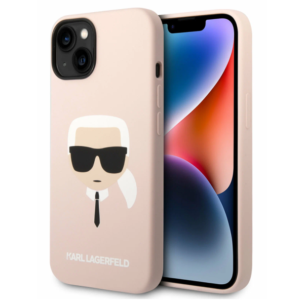 Накладка Lagerfeld 14 Liquid silicone Karl's Head Hard Pink (MagSafe) 3666339078034/NL