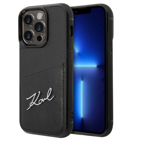 Накладка Lagerfeld 14 Pro PU with Cardslot Signature logo Hard Black 3666339094294/NL