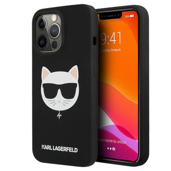 Накладка Lagerfeld 13 Pro Liquid silicone Choupette Hard Black (MagSafe) 3666339058791/NL
