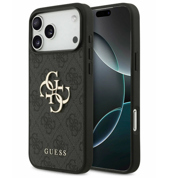 Накладка Guess 17 Pro Max PU 4G Big metal logo Hard Black 3666339491512
