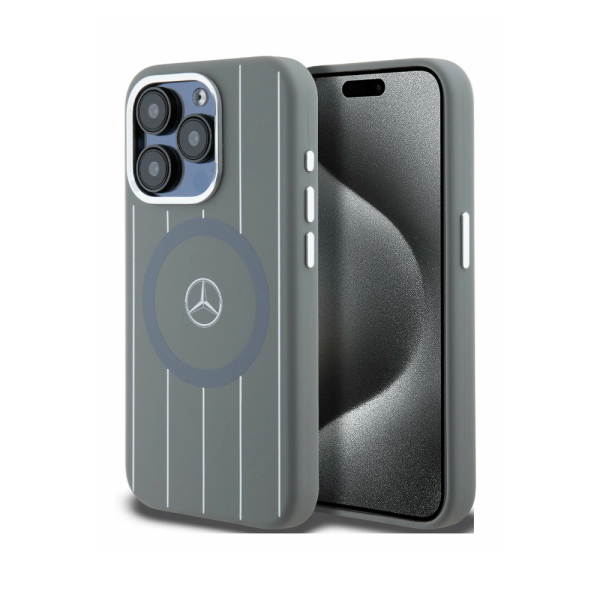 Накладка Mercedes 15 Pro Liquid silicone Stripes Pattern Hard Grey (MagSafe) 3666339138424/NL