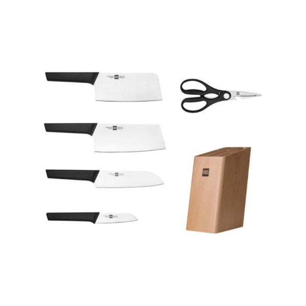 Набор кухонных ножей Xiaomi Huohou Kitchen HU0057 4 ножа, ножницы, подставка