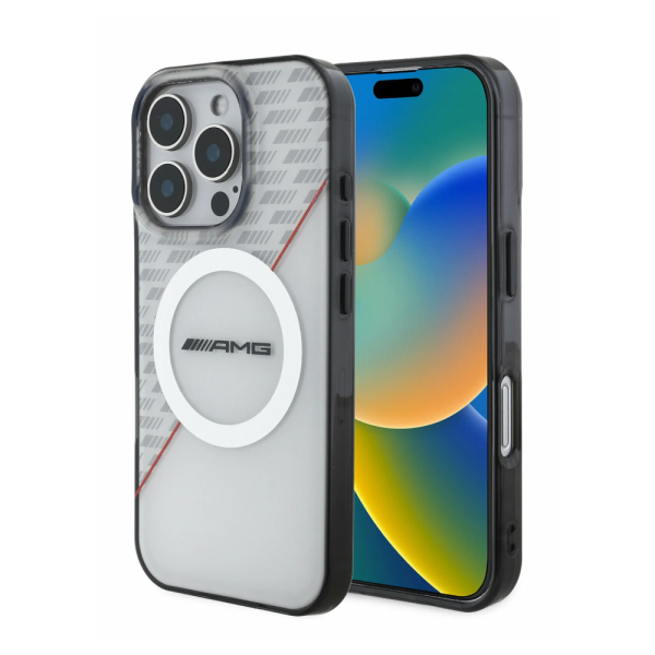 Накладка Mercedes 16 Pro Max PC/TPU Double layer Rhombs Hard White/Red (MagSafe) 3666339338947