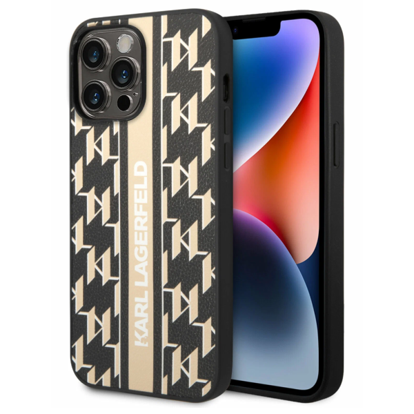 Накладка Lagerfeld 14 Pro Max PU Monogram Vertical logo Hard Brown 3666339084875/NL