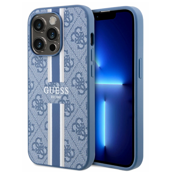 Накладка Guess 15 Pro Max PU 4G Stripes Hard Blue (MagSafe) 3666339209780/NL