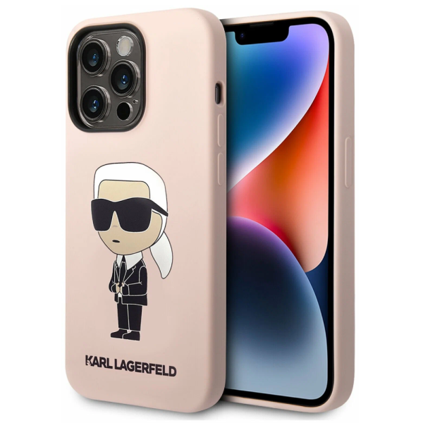 Накладка Lagerfeld 14 Pro Liquid silicone NFT Karl Ikonik Hard Pink (MagSafe) 3666339087661/NL