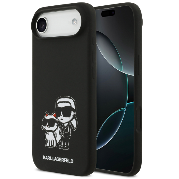 Накладка Lagerfeld 17Air Liquid Silicone Sketch Karl&Choup Metal cam Hard Blk(MagSafe)3666339497781