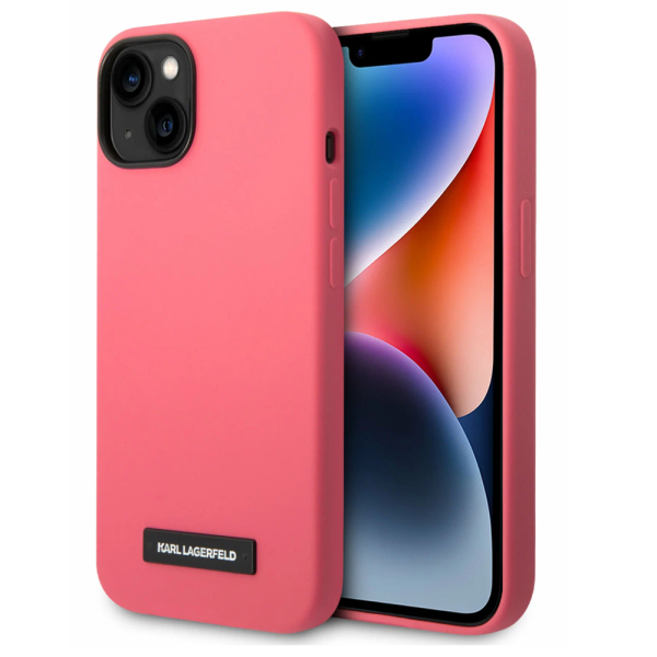 Накладка Lagerfeld 14 Liquid silicone Plaque logo Hard Fuchsia (MagSafe) 3666339078195/NL