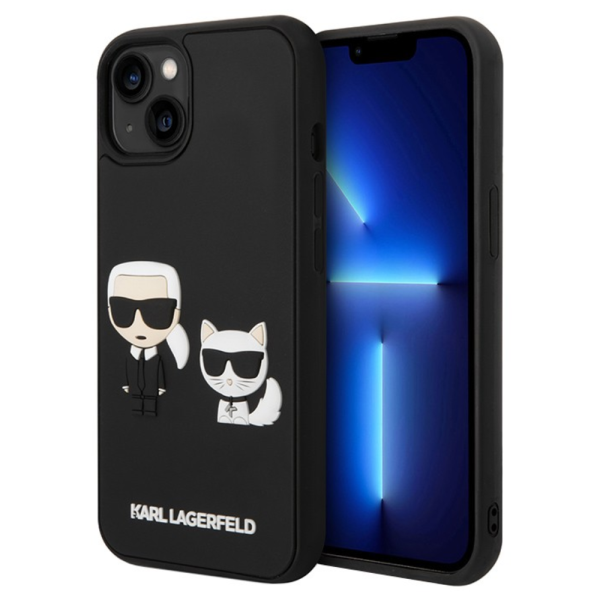 Накладка Lagerfeld 14 3D Rubber Karl and Choupette Hard Black 3666339077273/NL