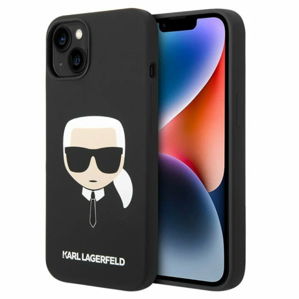 Накладка Lagerfeld 14 Liquid silicone Karl's Head Hard Black (MagSafe) 3666339077990/NL