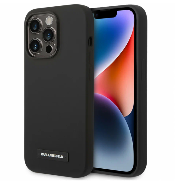 Накладка Lagerfeld 14 Pro Max Liquid silicone Plaque logo Hard Black (MagSafe) 3666339078188/NL