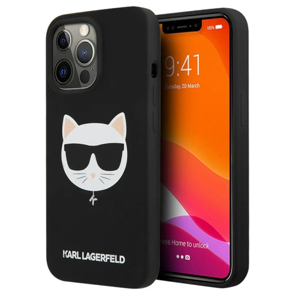 Накладка Lagerfeld 13 Pro Max Liquid silicone Choupette Hard Black (MagSafe) 3666339058807/NL
