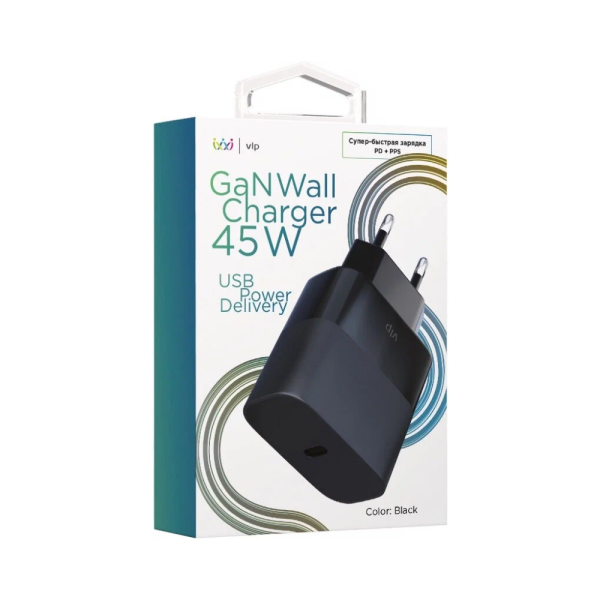 Сетевое зарядное устройство VLP FastWall charger USB-C PD PPS 25w Black 1071002