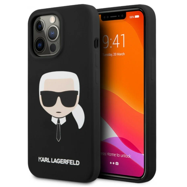 Накладка Lagerfeld 13 Pro Max Liquid silicone Karl's Head Hard Black (MagSafe) 3666339058722/NL