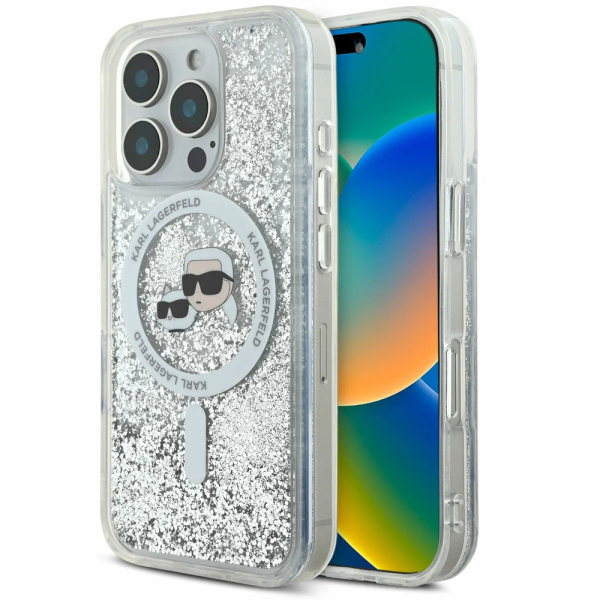 Накладка Lagerfeld 16 Pro Liquid Glitter NFT Karl&Choup Heads Hard Transp (MagSafe) 3666339319144