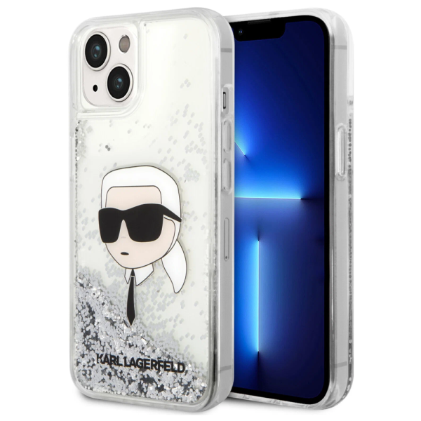 Накладка Lagerfeld 14 Liquid Glitter NFT Karl head Hard Silver 3666339086848/NL