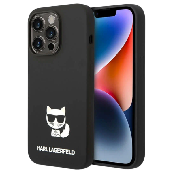 Накладка Lagerfeld 14 Pro Max Liquid silicone Choupette body Hard Black 3666339076580/NL