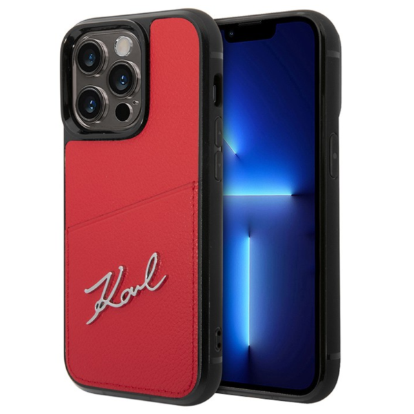 Накладка Lagerfeld 14 Pro PU with Cardslot Signature logo Hard Red 3666339098797/NL