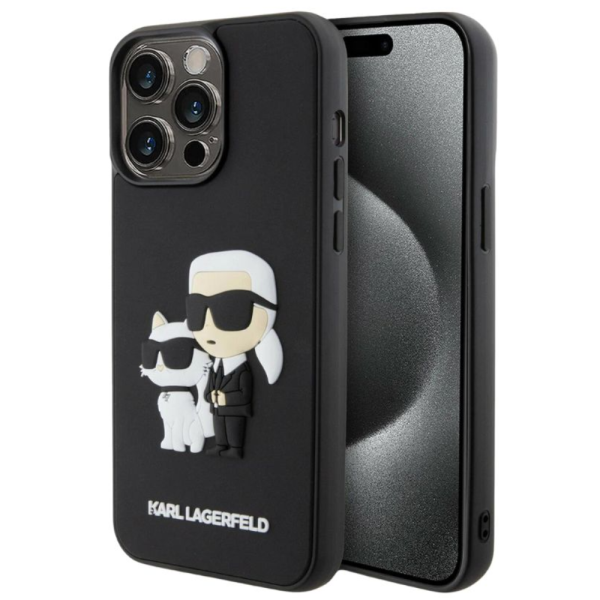 Накладка Lagerfeld 15 Pro Max 3D Rubber Karl and Choupette Hard Black 3666339190712/NL