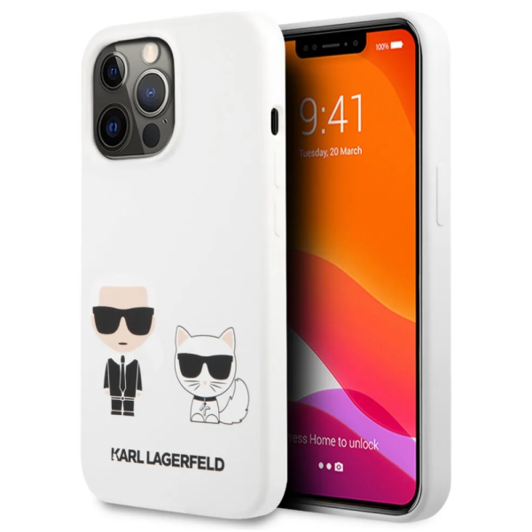 Накладка Lagerfeld 14 Pro Max Liquid silicone Karl & Choupette Hard White 3666339093709/NL