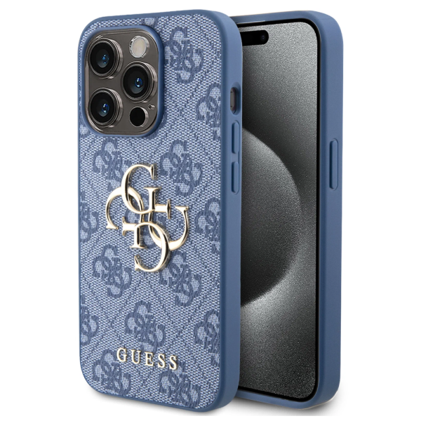 Накладка Guess 15 Pro Max PU 4G Triangle Diamond Metal logo Hard Blue 3666339146559/NL