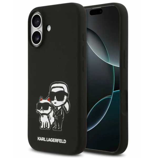 Накладка Lagerfeld 17 Liquid Silicone Sketch Karl&Choup Metal cam Hard Black (MagSafe) 3666339497774