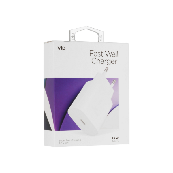 Сетевое зарядное устройство VLP FastWall charger USB-C PD PPS 25w White 1071001