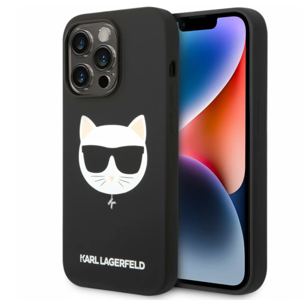 Накладка Lagerfeld 14 Pro Max Liquid silicone Choupette Hard Black (MagSafe) 3666339077945/NL
