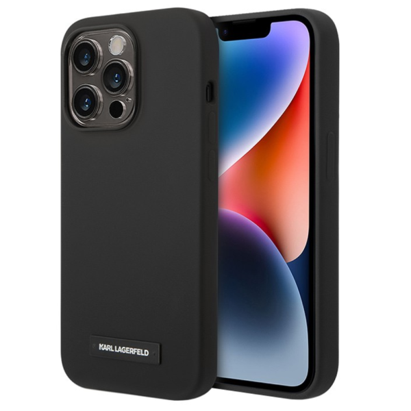 Накладка Lagerfeld 14 Liquid silicone Plaque logo Hard Black (MagSafe) 3666339078157/NL