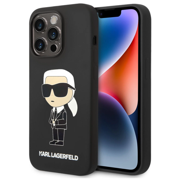 Накладка Lagerfeld 14 Pro Liquid silicone NFT Karl Ikonik Hard Black (MagSafe) 3666339087708/NL
