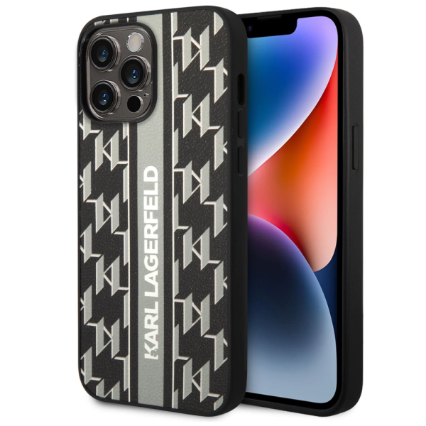 Накладка Lagerfeld 14 Pro Max PU Monogram Vertical logo Hard Grey 3666339084912/NL