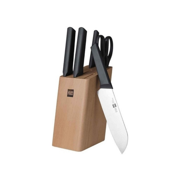 Набор кухонных ножей Xiaomi Huohou Kitchen HU0057 4 ножа, ножницы, подставка