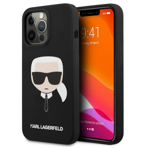 Накладка Lagerfeld 13 Pro Liquid silicone Karl's Head Hard Black (MagSafe) 3666339058715/NL