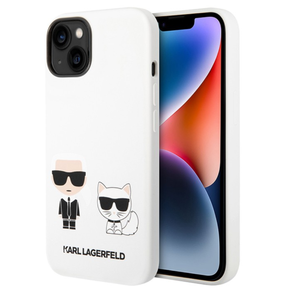 Накладка Lagerfeld 14 Liquid silicone Karl & Choupette Hard White 3666339093679/NL